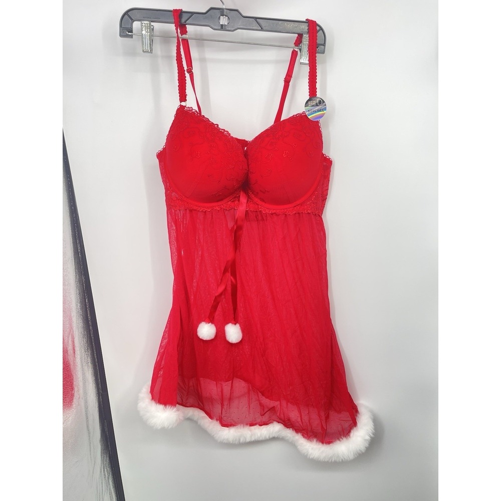 Censored SHEER Red Babydoll Sz 38C Negligee